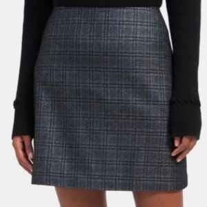 THEORY Highwaist Navy Multi Brady Plaid Skirt. Size 2